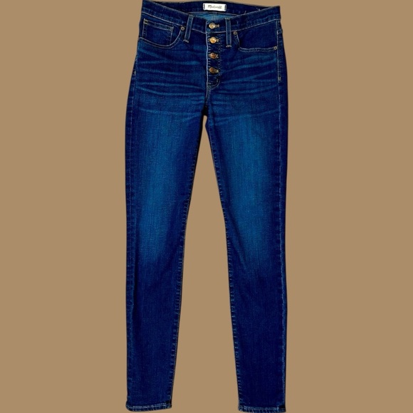 Madewell ‘Tall 9” Mid-Rise Skinny Jeans in Hayes Wash: Button-Front Edition’ 28T - Picture 1 of 16